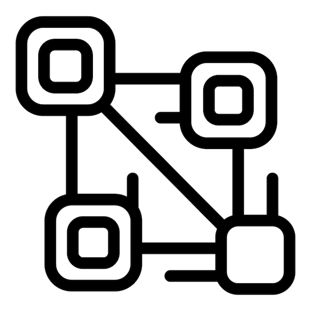 Blockchain network showing four connected blocks exchanging data