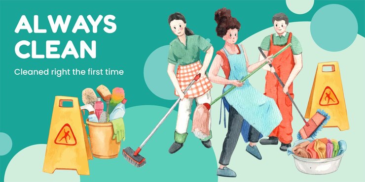Vector blog header template with cleaning service conceptwatercolor style