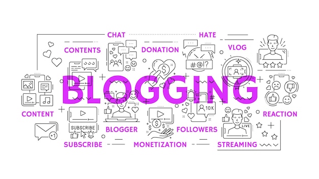 Blogging icons content social media multimedia