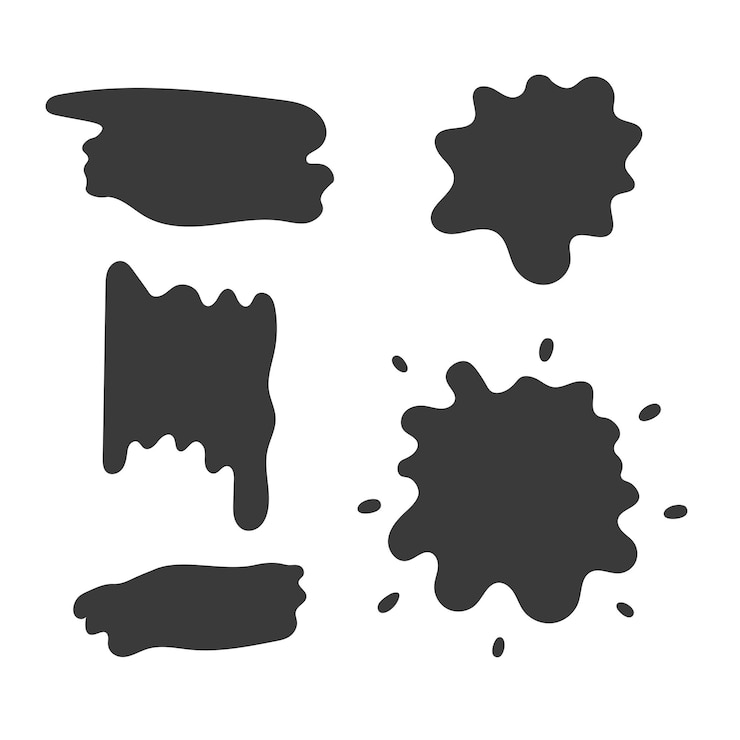 Vector blot and paintbrush strokes set vector illustration