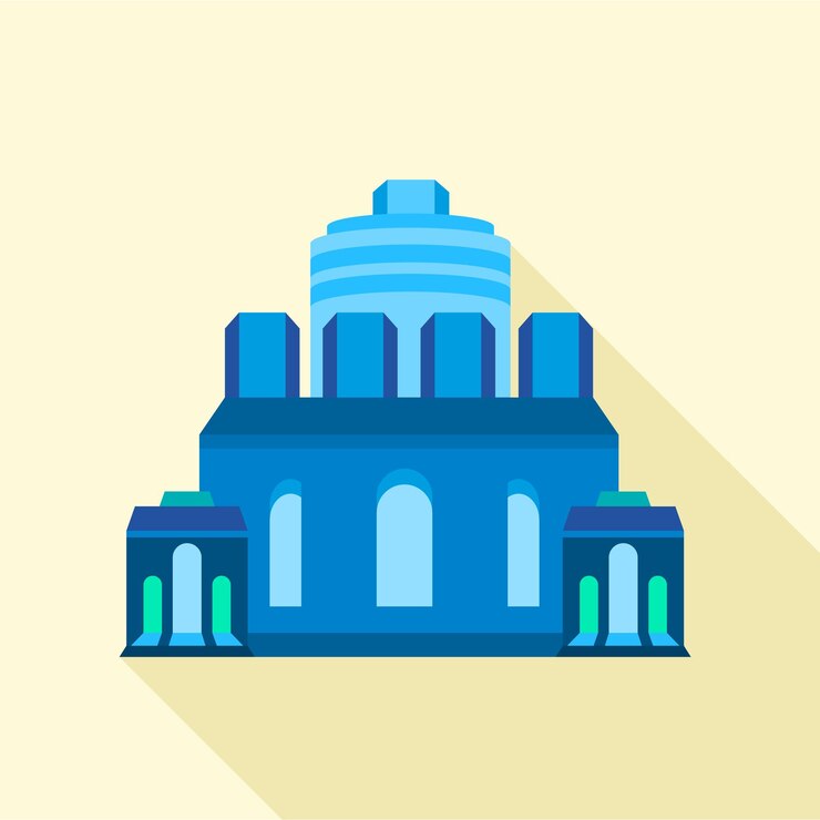 Vector blue ancient building icon. flat illustration of blue ancient building vector icon for web