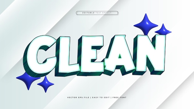 Blue and white clean 3d editable text effect font style