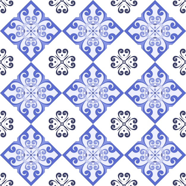 Blue and white seamless pattern