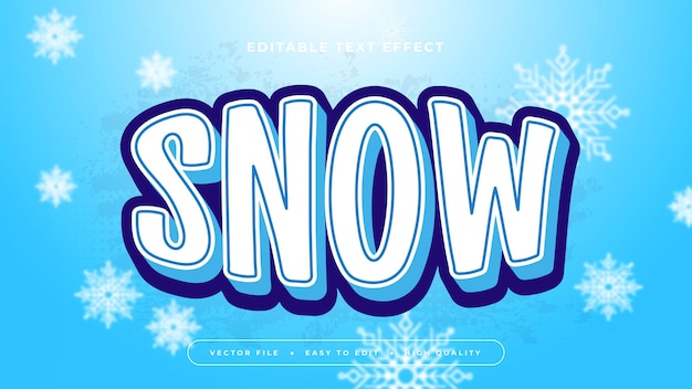 Blue and white snow 3d editable text effect font style