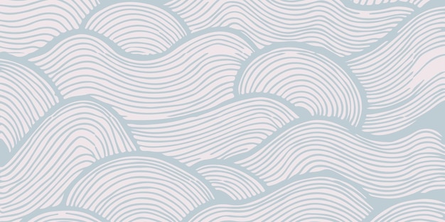 Blue and White Wavy Waves Wallpaper
