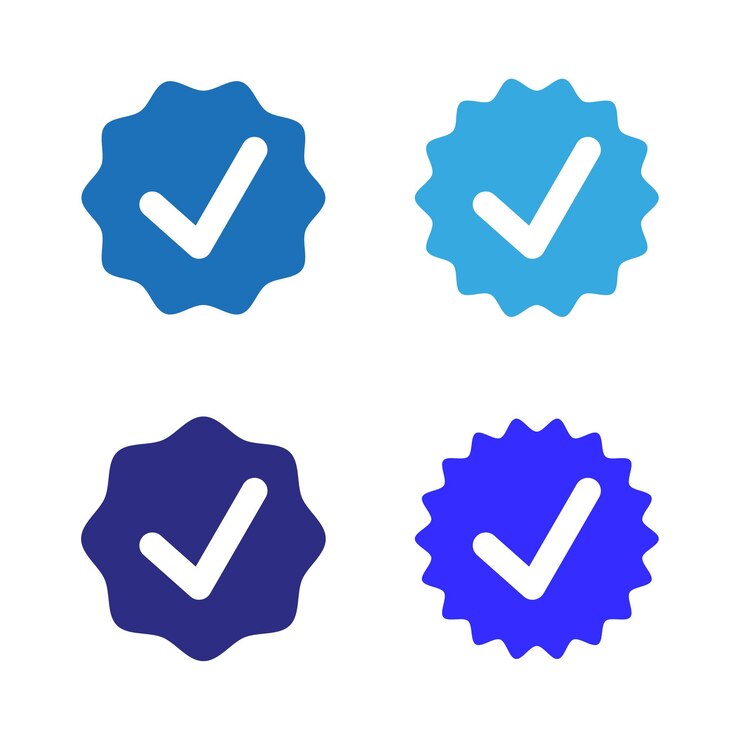 Blue check mark Social network quality mark Tweet Vector illustration Stock image