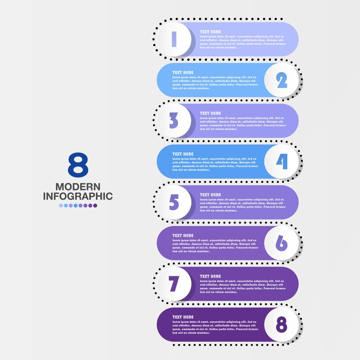 Vector blue color infographic template with 8 steps