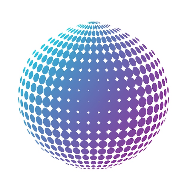 blue dot ball. Halftone art. 3d icon. blue  dot ball on halftone white background.