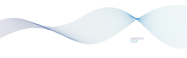 Blue dots in motion vector abstract background particles array wavy flow curve lines of points in movement technology and science illustration