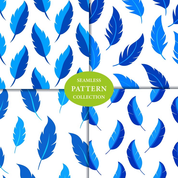 Vector blue feathers seamless pattern background design