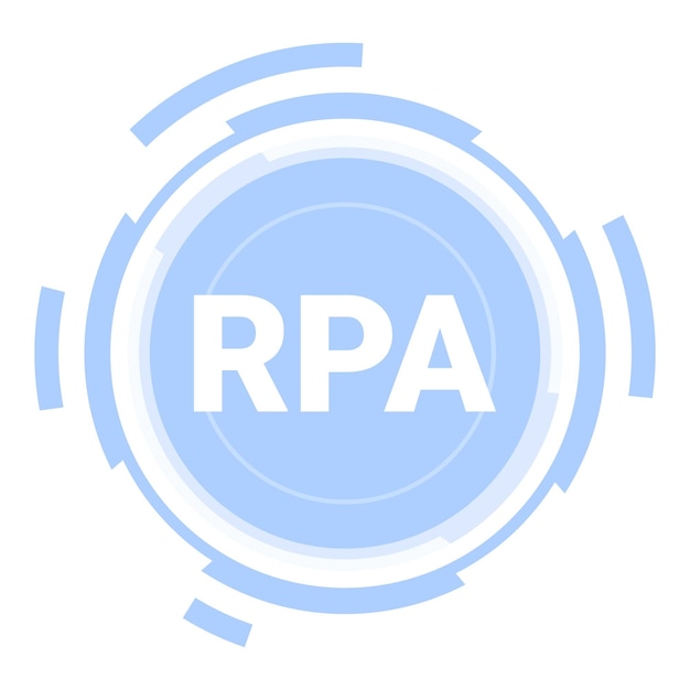 blue futuristic technological circular icon showing rpa robotic process automation