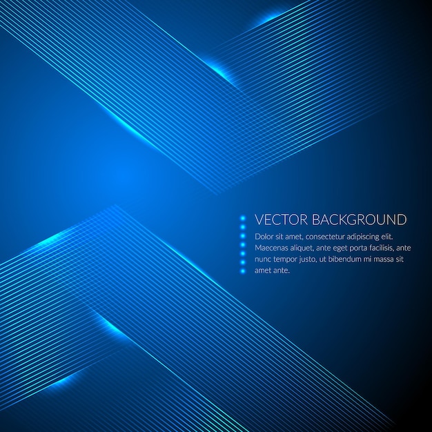 Blue geometric vector background with lines and glow