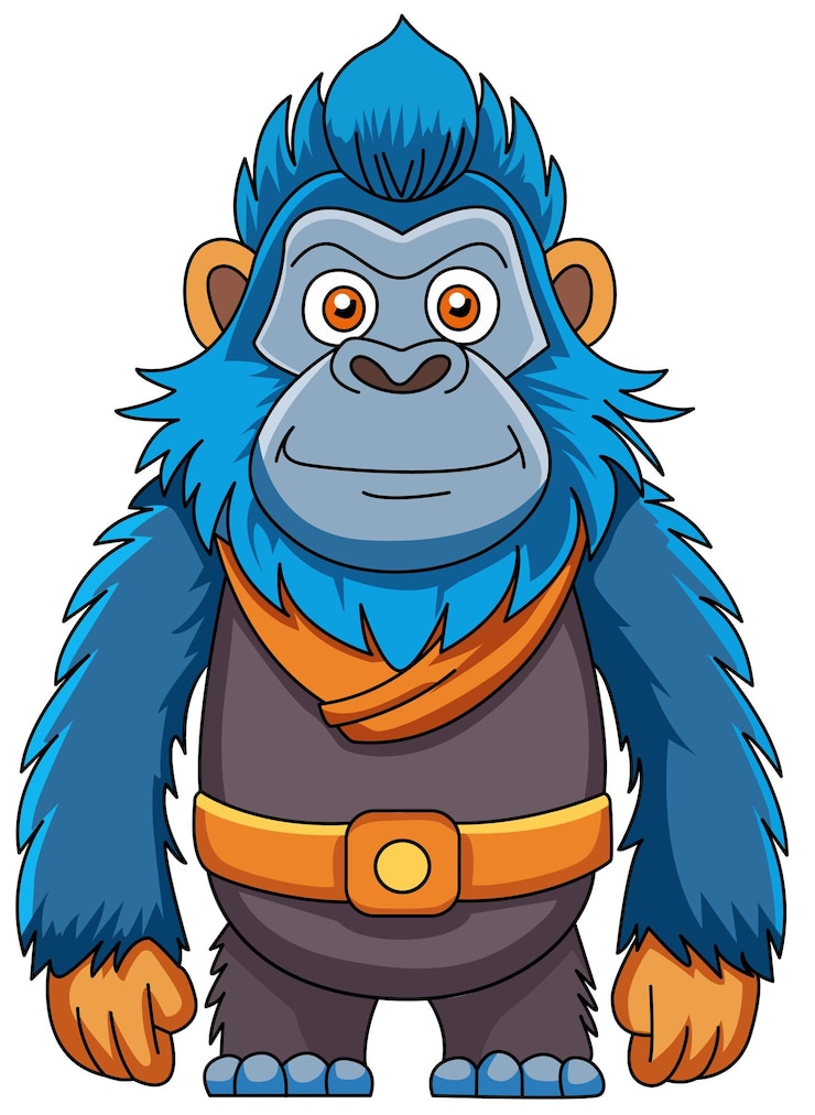 Vector blue gorilla cartoon