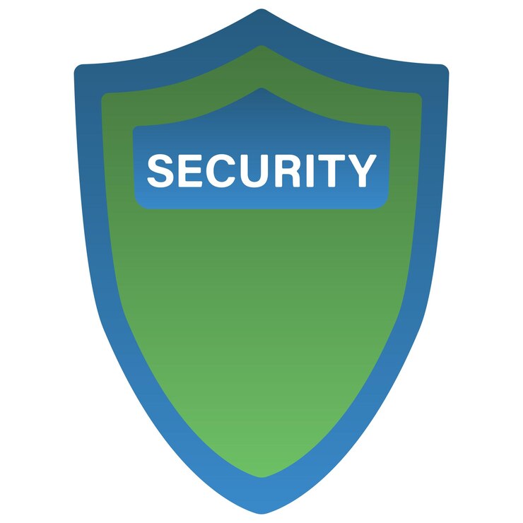 Vector blue-green shield with a gradient fill. security.