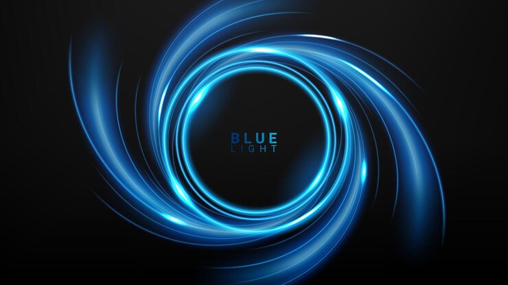 Blue Light Circle Effect on Dark Background Vector Illustration