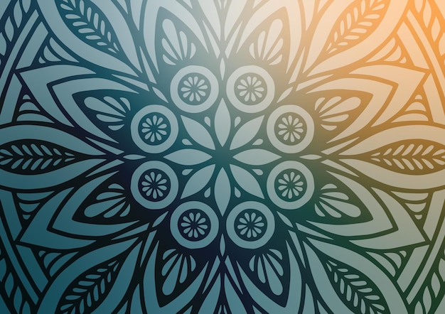 Blue line mandala geometric pattern background