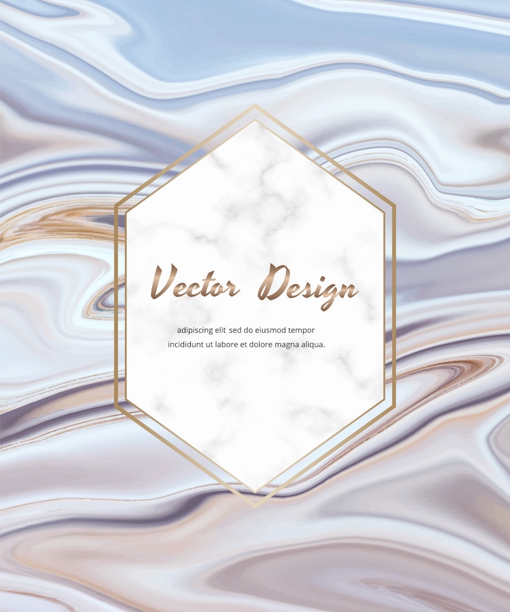 Vector blue liquid ink painting abstract with marble frame.