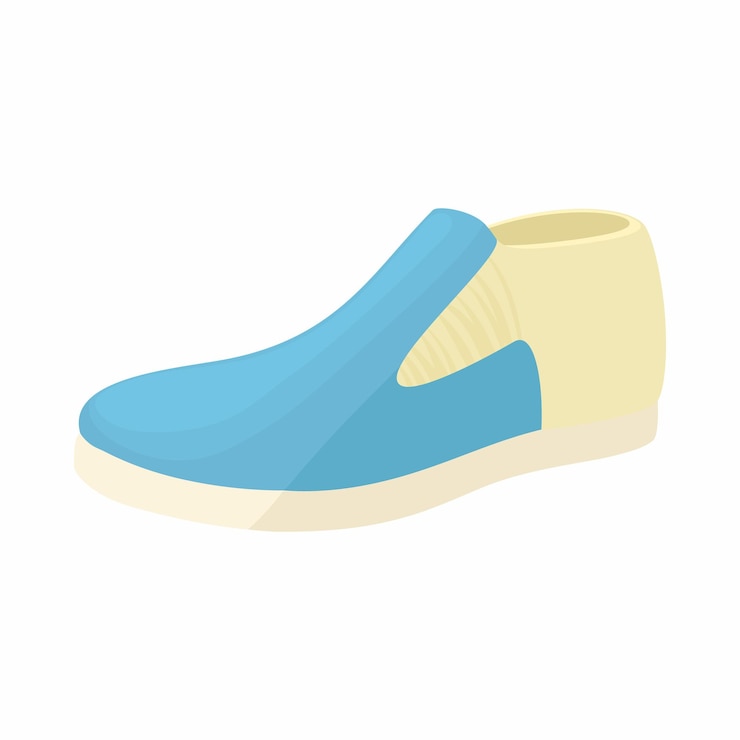Vector blue man shoe icon in cartoon style on a white background