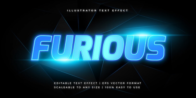 blue neon text style font effect