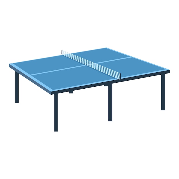Blue ping pong table standing on white background