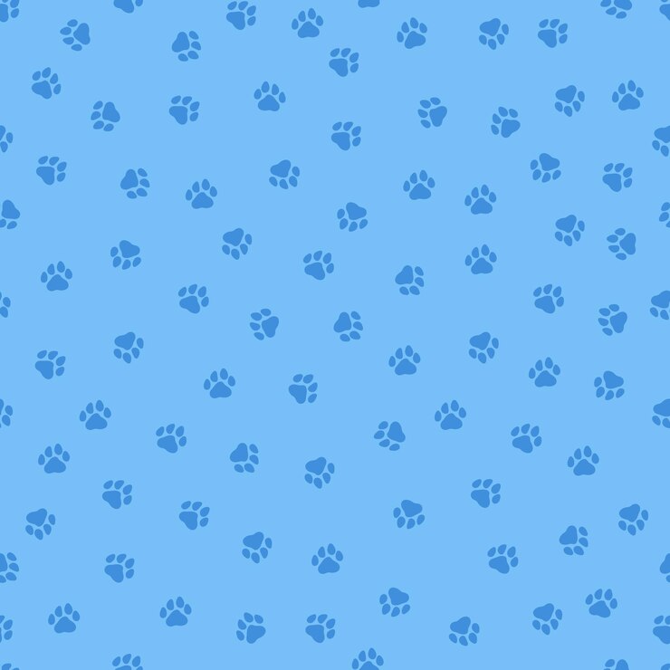 Blue seamless pattern with little paws