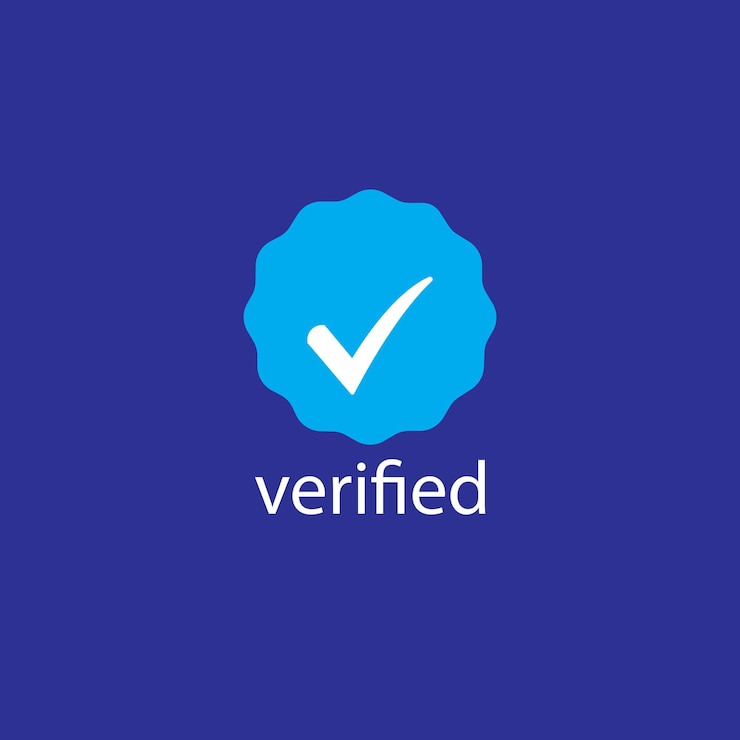 Blue verified social media account icon Approved profile sign Tick in rounded corners star Top pa