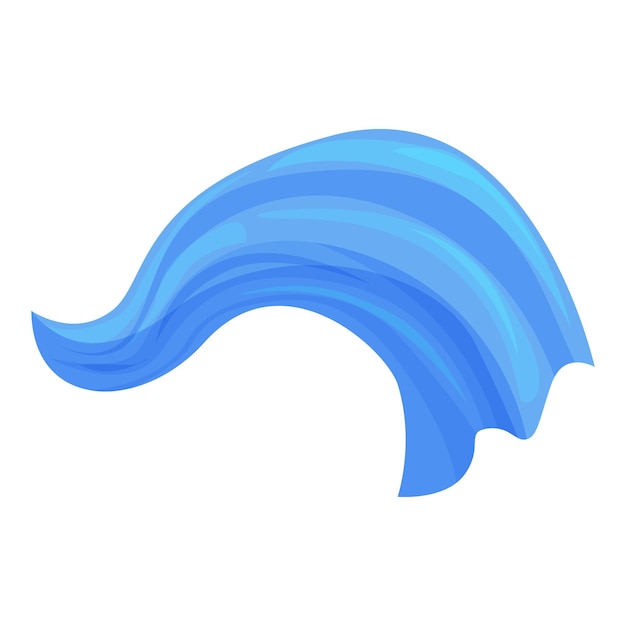 Blue waving silk fabric flowing in the air