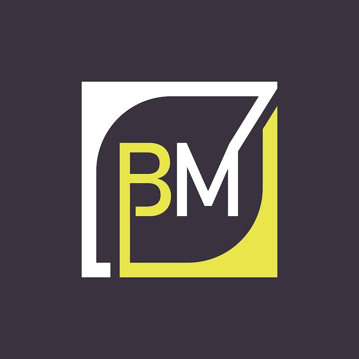 Vector bm logo design template vector with square background