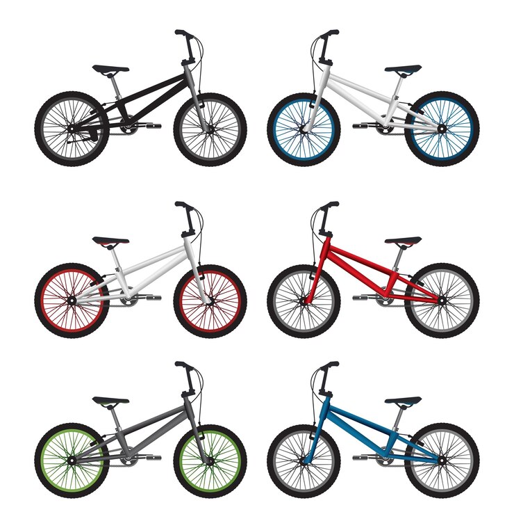 BMX bike vector realistic bundle set