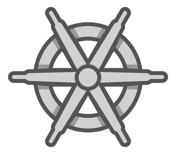 Vector boat wheel icon. round ship controlling device