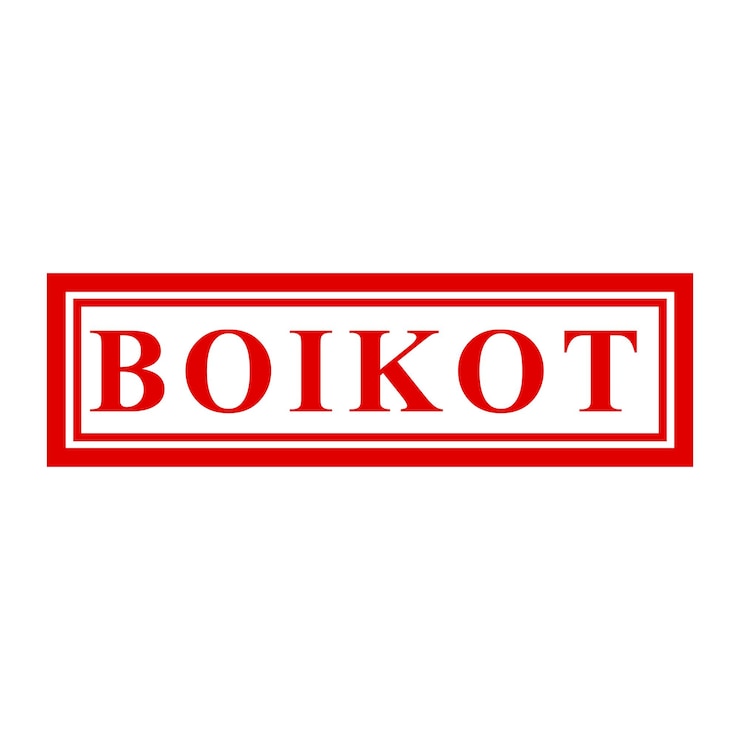 Vector boikot boycott in indonesia languange simple vector red simple rectangle vector rubber stamp effect