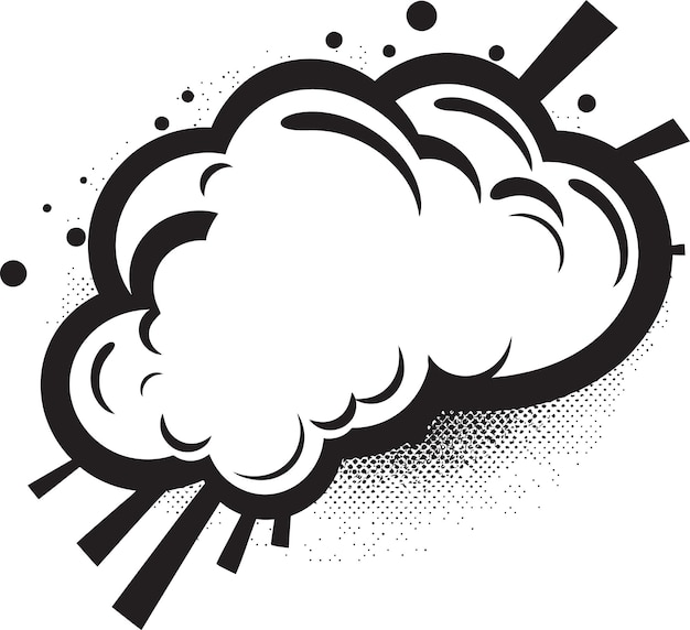 Bold Banter Monochrome Speech Bubble Icon in 80 Words Comic Chic Pop Culture Cloud with 80 Word Fla