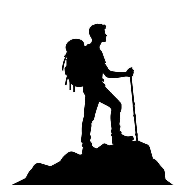Vector bold hiker silhouette for outdoor themed t shirt and logo design