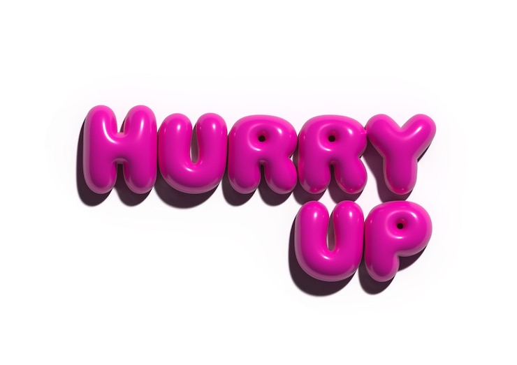 Vector bold pink text hurry up