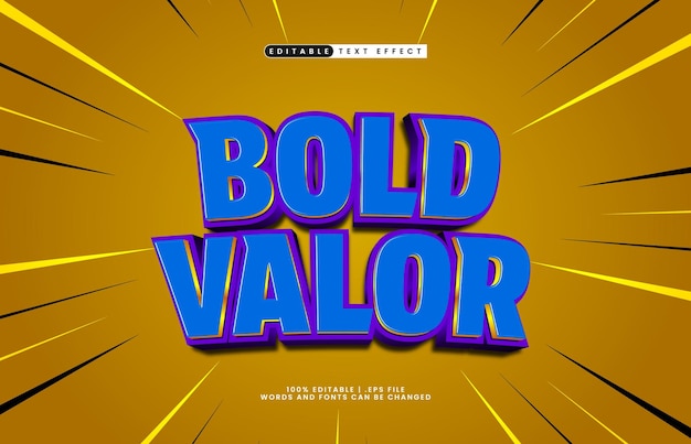 bold valor editable text effect with a kids and game text style