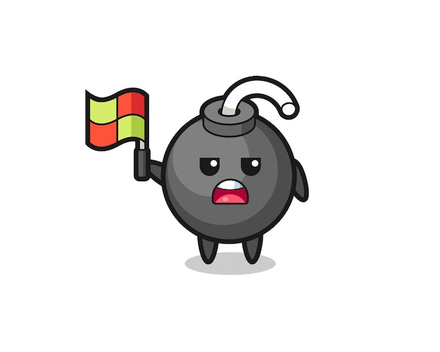 bomb character as line judge putting the flag up