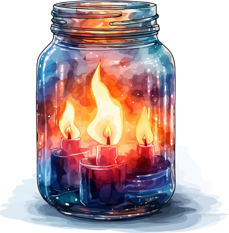 Bonfire in Jar Illustration Vector Watercolor Sublimation Clipart