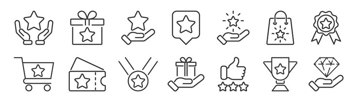 Bonus benefit offer and reward Vector linear icon set