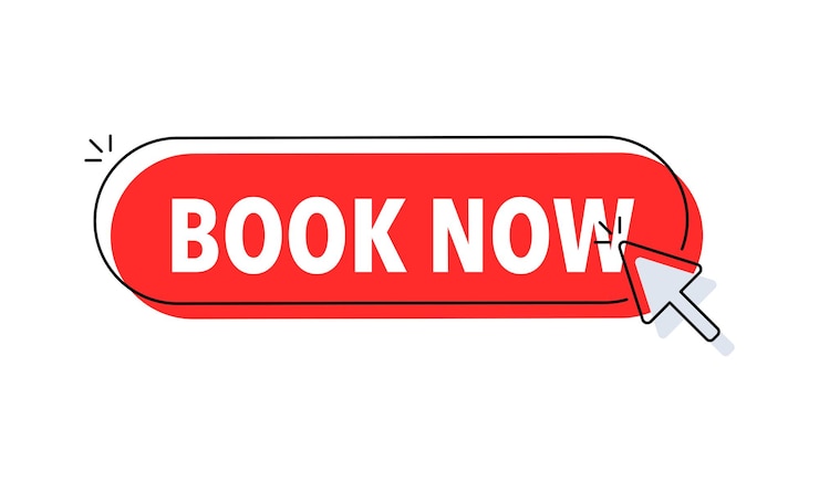 Vector book now button with cursor pointer click vector web button