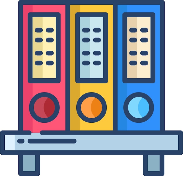 Book rack linear color illustration