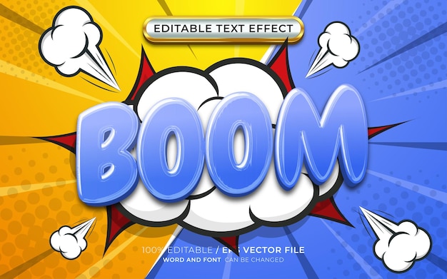 Boom comic cartoon hero 3d editable text effect