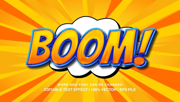 Boom comic editable text effect cartoon 3d bold glossy orange text style