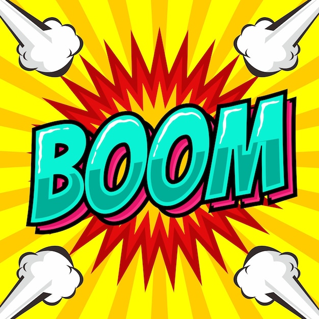 boom text in comic pop art style