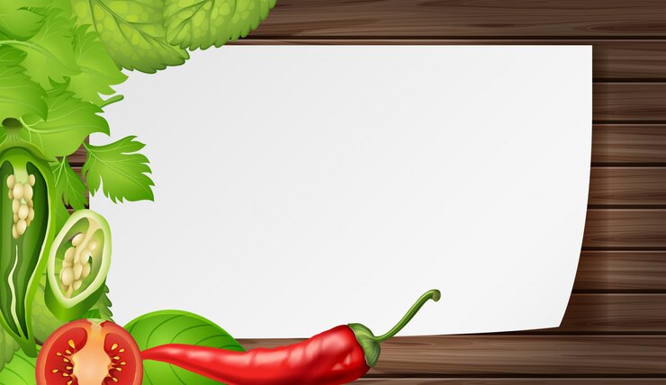 Vector border template with mixed vegetables
