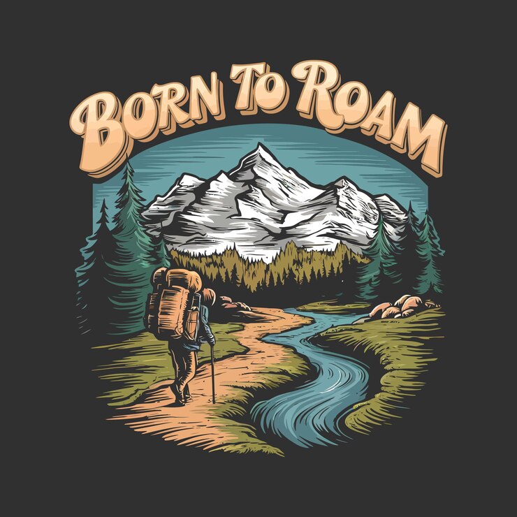Vector born to roam adventure awaits adventure t shirt design