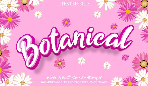 Botanic Garden Vector Text Effect Editable Alphabet Pink Flower Nature Flora