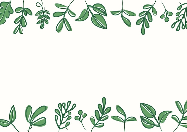Botanical green floral leaves background with copy space for text. Botanical green leaves background