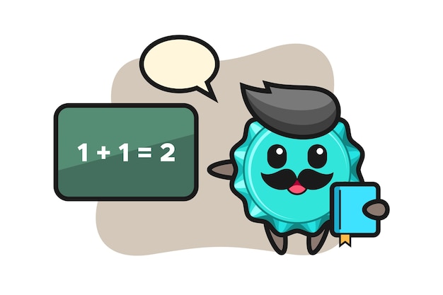 bottle cap character as a teacher
