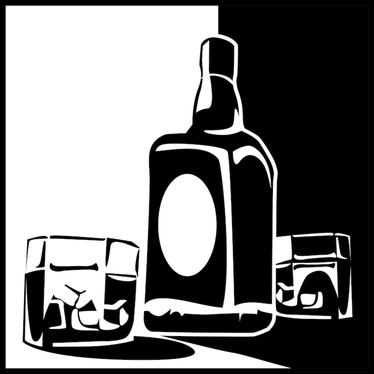 Vector bottle of whiskey