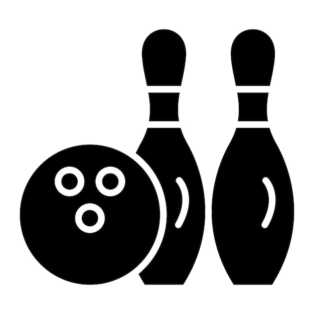 Bowling Glyph Solid Black Illustration